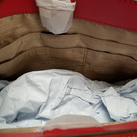 3X HOST PICK Ralph Lauren "Winifred" Red and Gold Leather Bag. - Picture 6 of 8